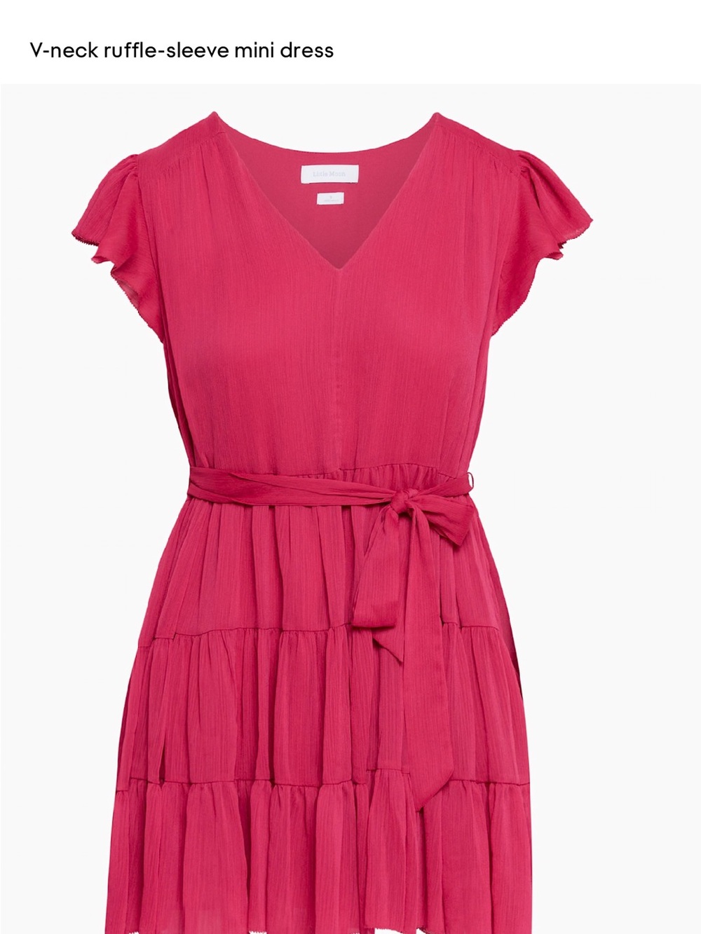 Aritzia Little Moon Rhea Dress V-Neck Ruffle-Sleeve Mini Dress - Pink Papaya